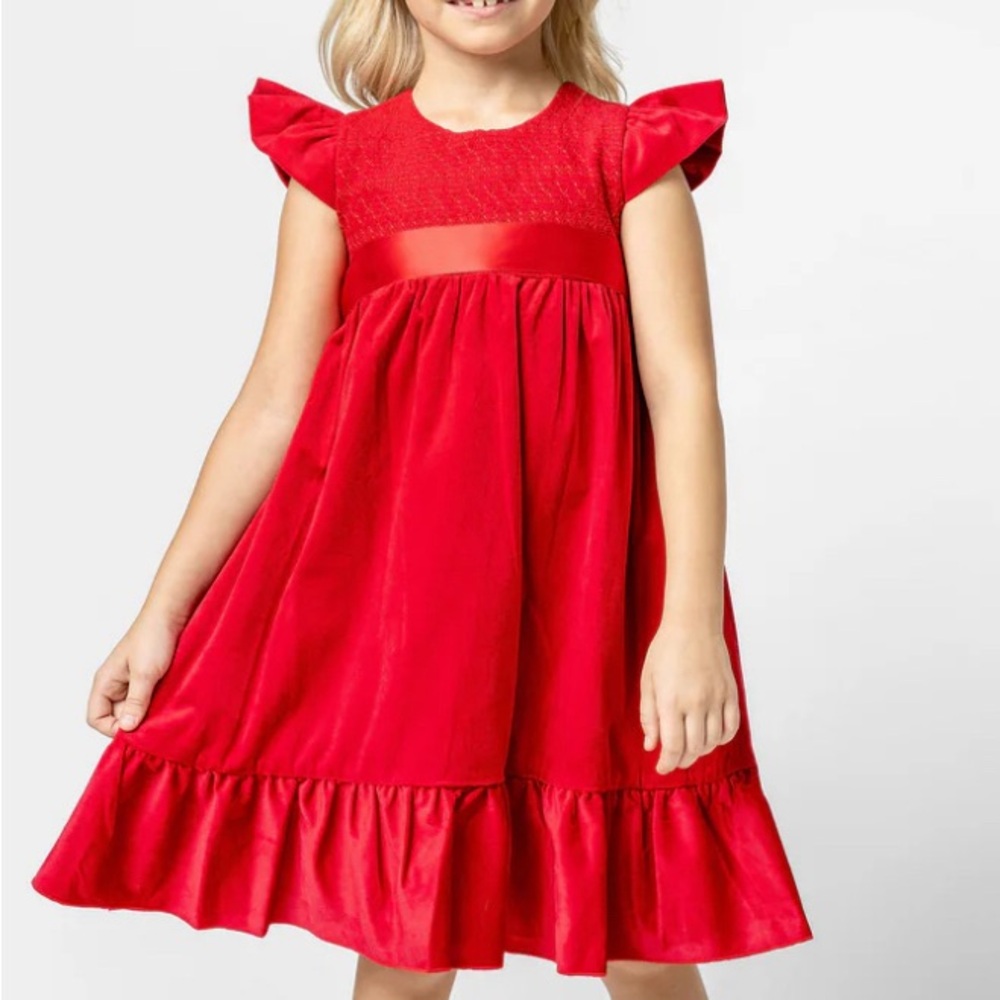 Holly Hastie Poppy smocked velvet dress NWT